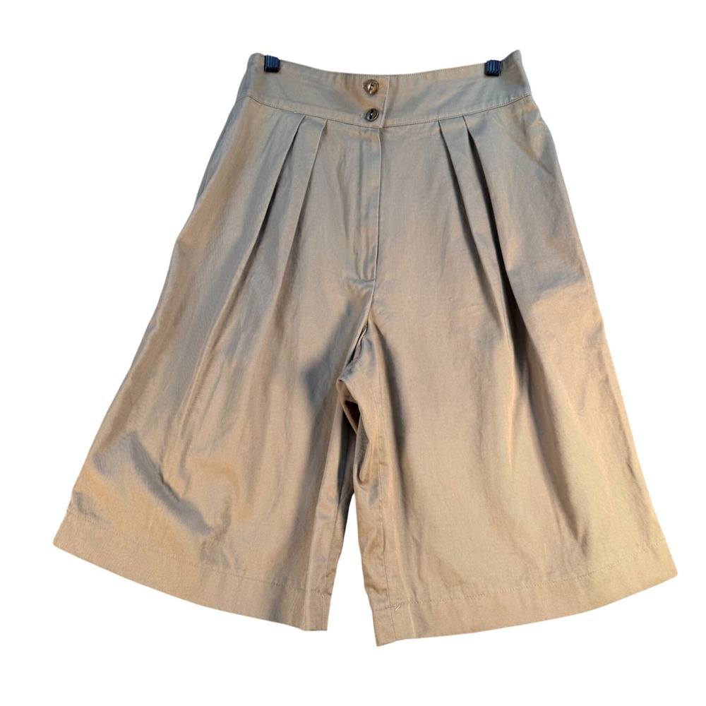Vintage Howard Wolf 80s High Waisted Pleated Culottes Khaki Tan Made in USA 10/6